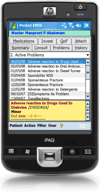 Pocket Emis running on an iPAQ 214